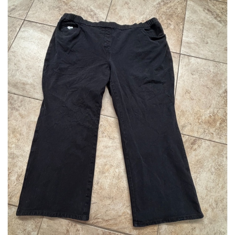 Quacker Factory DreamJeannes Black Wide Leg Bling Jeggings 3X Short Rhinestone